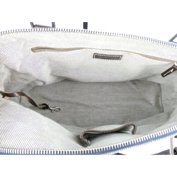 Dooney & Bourke Blue Signature Logo  Leather Trim & Handles Satchel Bag - Picture 10 of 16